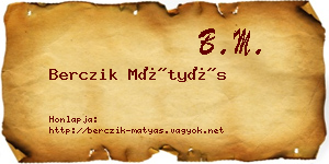 Berczik Mátyás névjegykártya